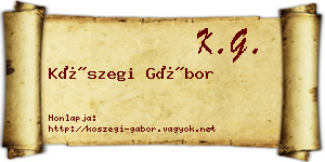 Kőszegi Gábor névjegykártya